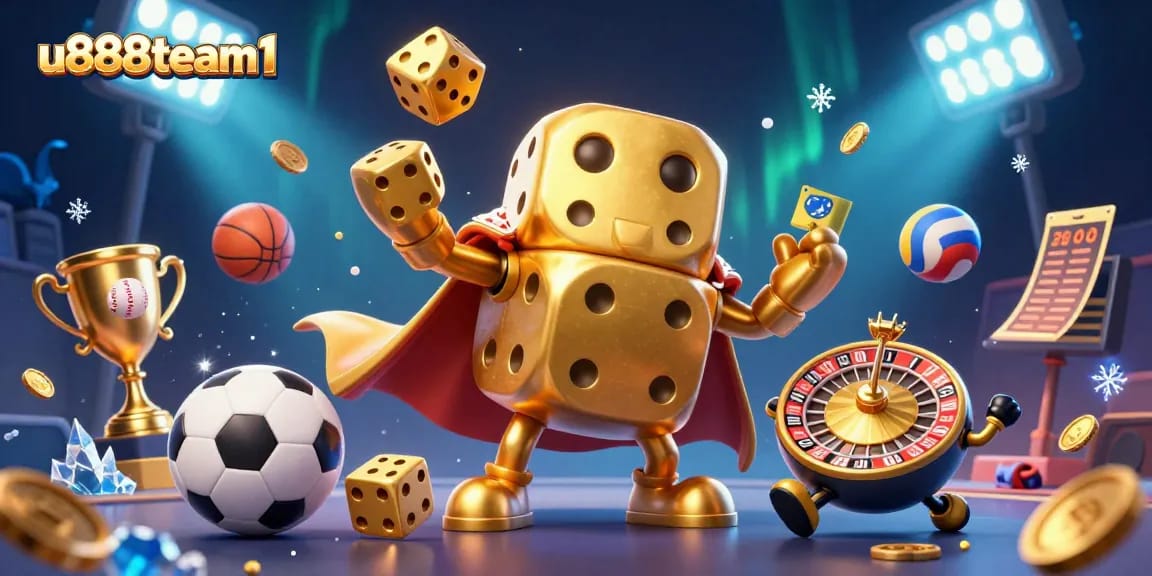 Engage with u888team1's thrilling gaming scene featuring dynamic characters and sports elements.