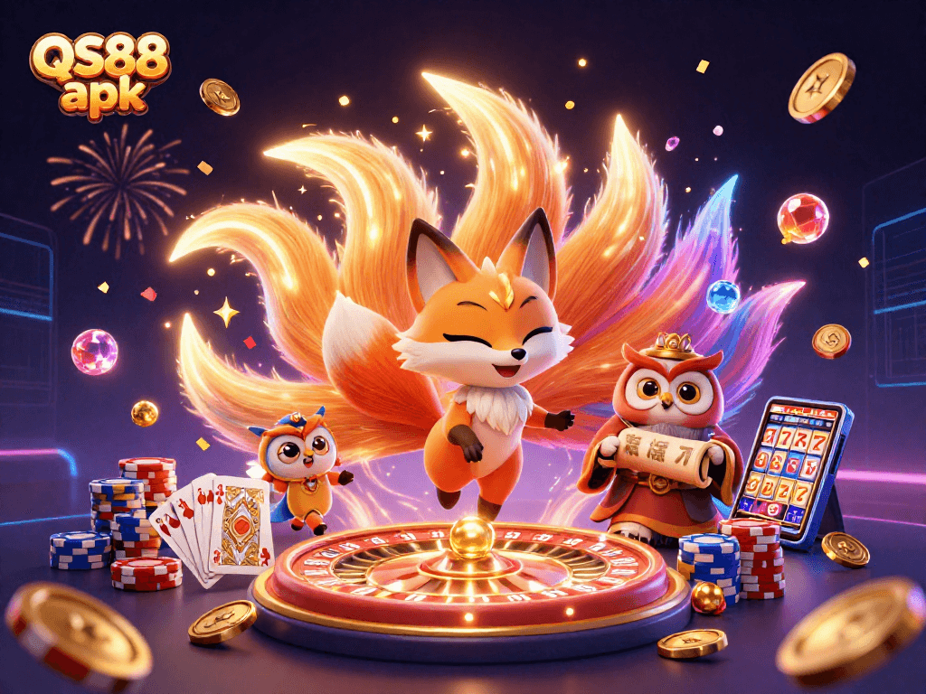 Engage with the dynamic QS88 apk gameplay featuring vibrant characters in a thrilling casino landscape.
