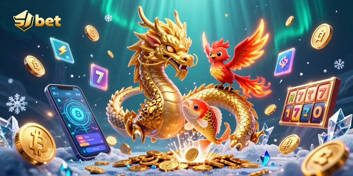 Engage with shbet's dynamic gaming action featuring a golden dragon, a red phoenix, and rich casino elements.