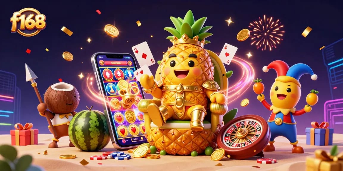 Spin the f168 reels as the golden pineapple king rules the vibrant beach casino scene.