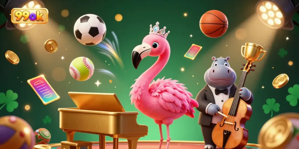 Experience thrilling gameplay at 99ok with vibrant casino characters and dynamic sports elements.