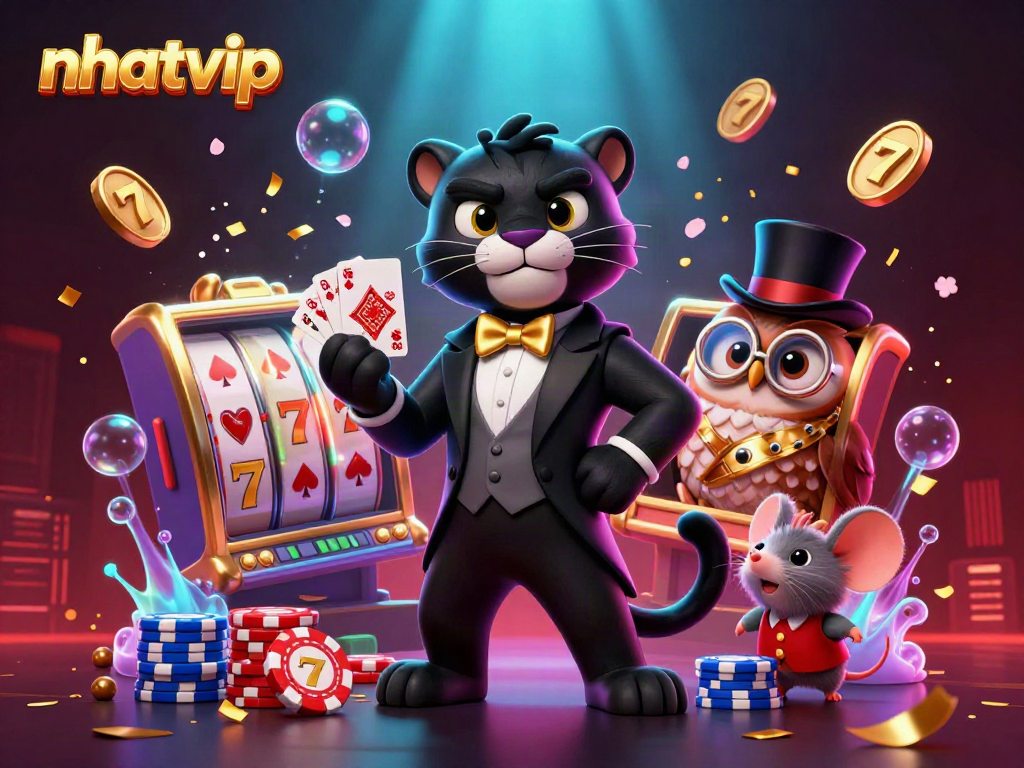 Engage with Nhatvip for an exciting virtual casino experience with vibrant characters and dynamic gaming elements.