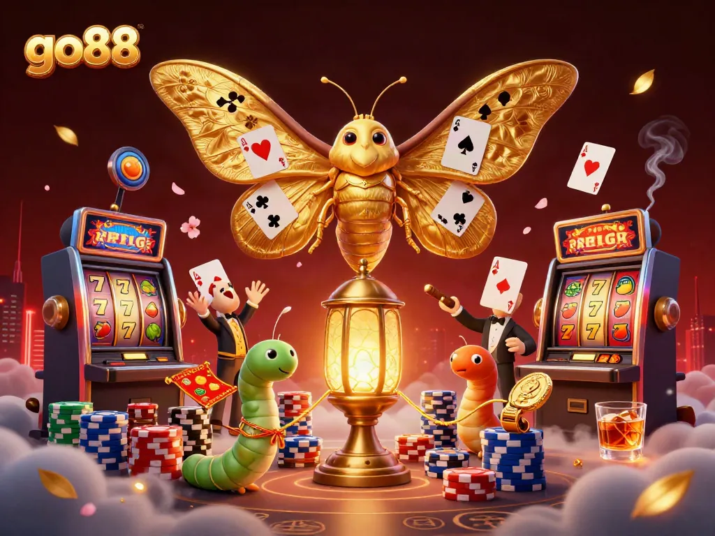 Engage in thrilling slot gaming at go88 with dynamic visuals of spinning reels and exciting casino elements.