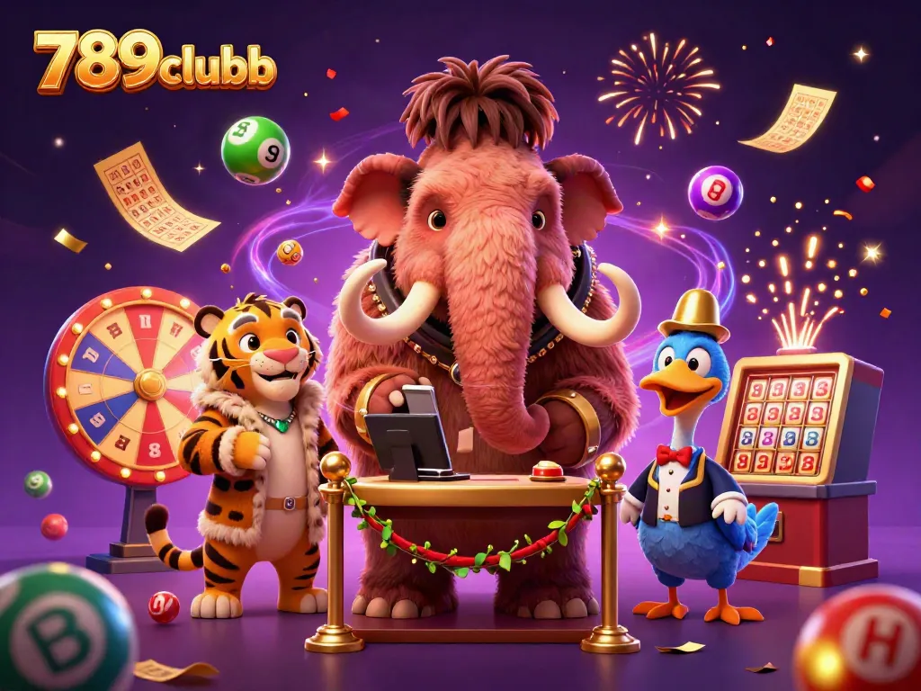 Engage with thrilling experiences at 789clubb with a vibrant casino scene and colorful lottery game elements.