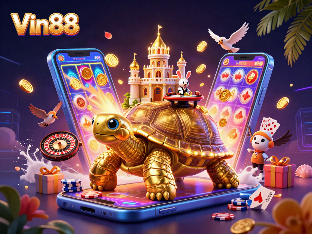 Experience thrilling wins at Vin88 with an energetic casino scene featuring vibrant games and rewards.