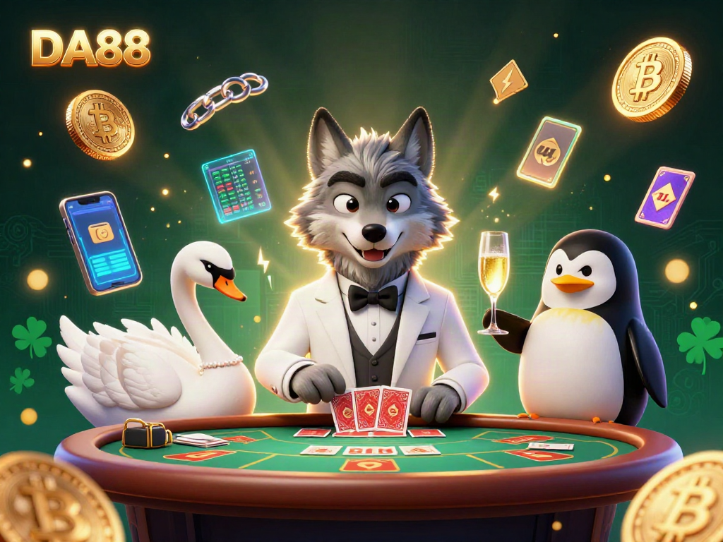 Experience thrilling gaming at DA88 with charming characters and vibrant casino elements.