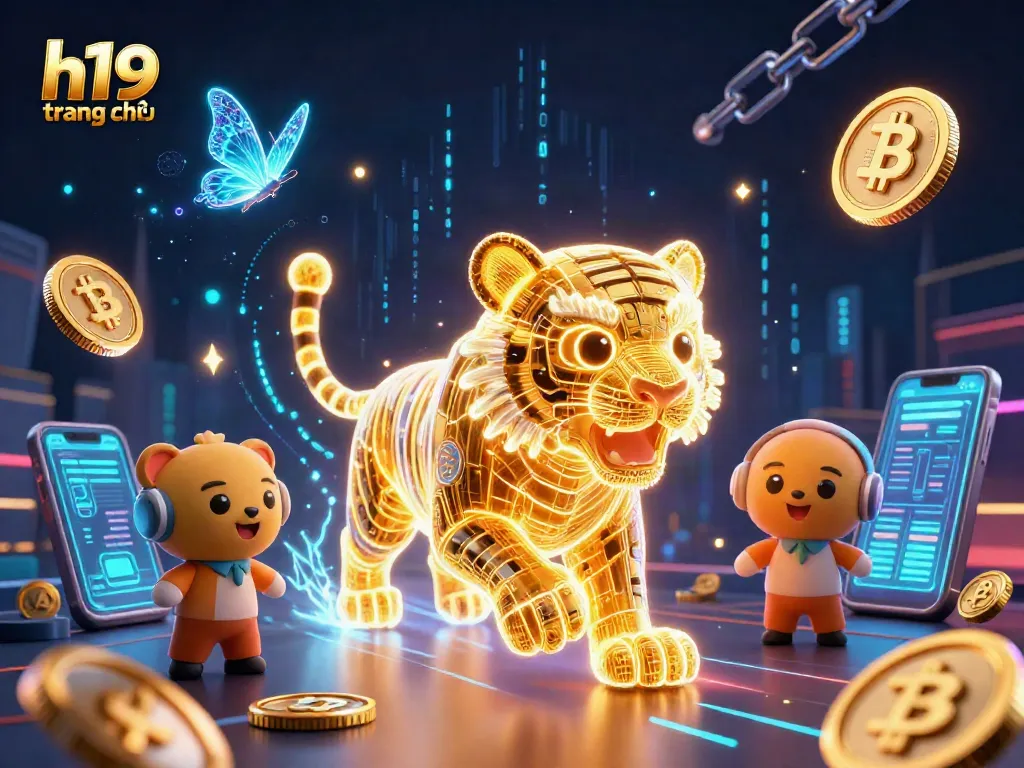 Experience the vibrant h19 trang chủ digital casino scene with neon tigers and crypto elements.