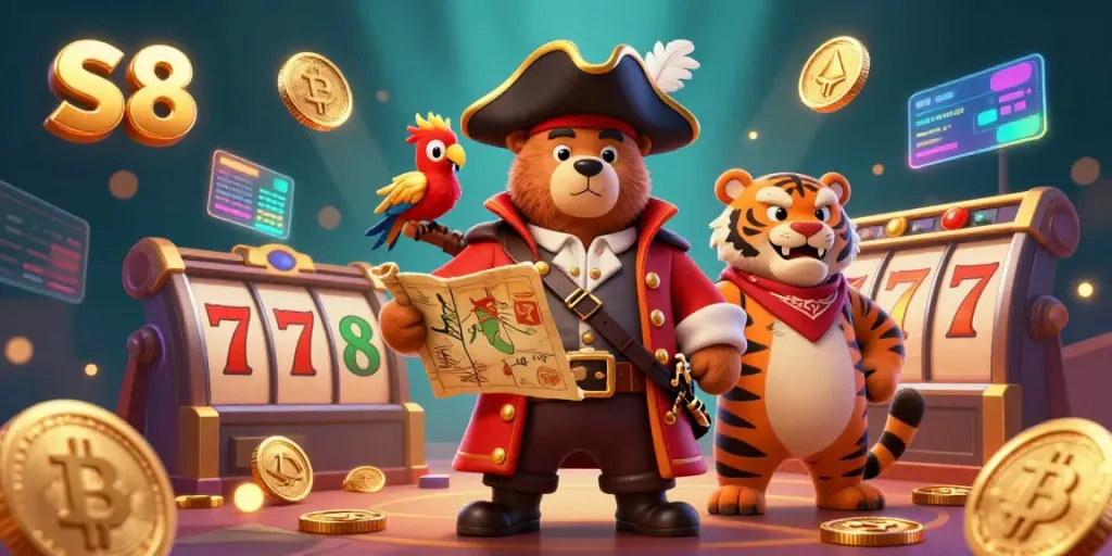 S8 provides engaging casino adventures with cartoon pirate characters and vibrant gambling elements!