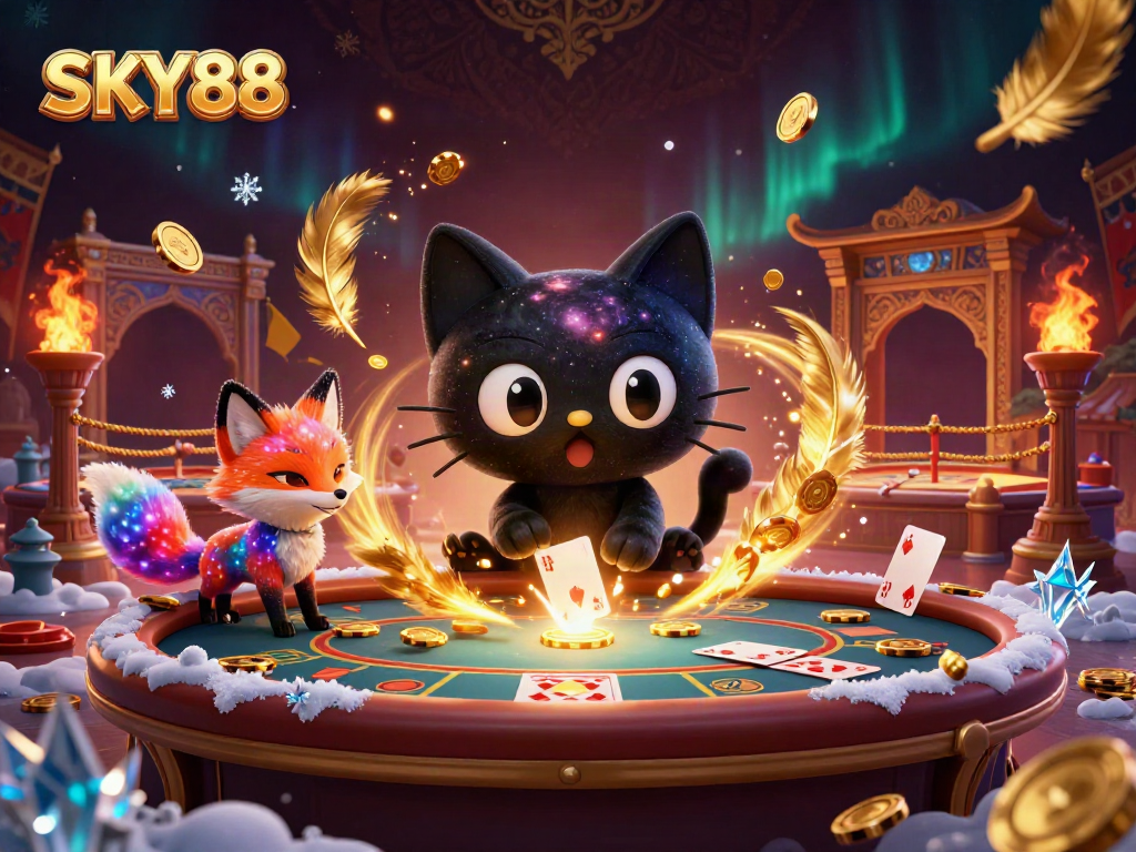 Experience captivating gameplay at SKY88, where vibrant casino antics come alive with interacting characters and dynamic elements.