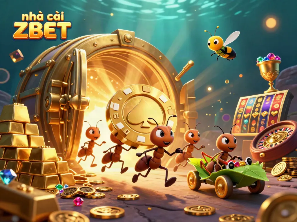 Engaging scene of a team heist for golden poker chip at nhà cái ZBET casino.