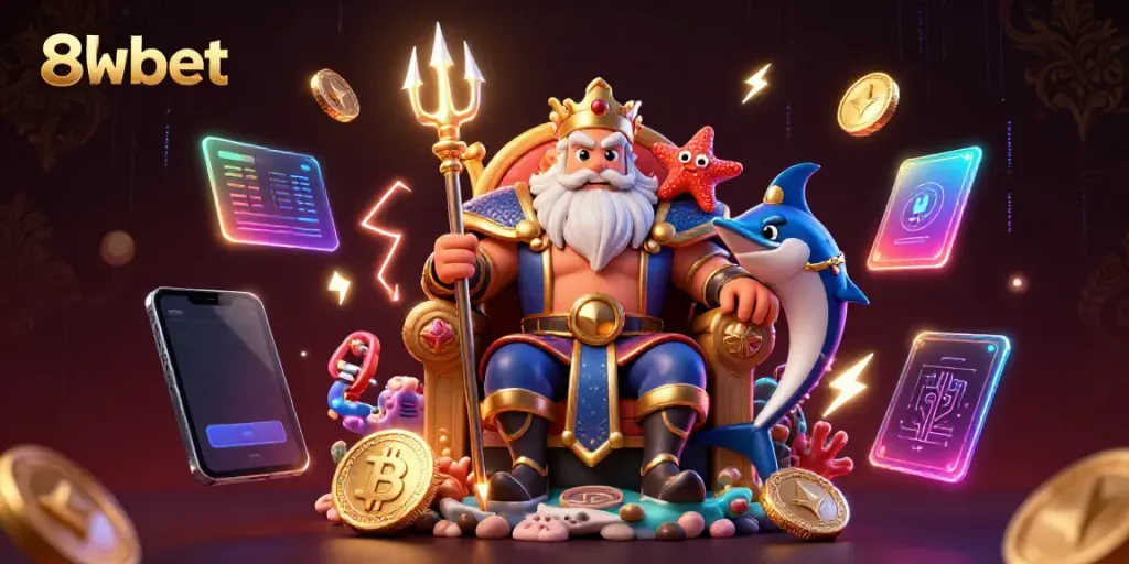 Experience the thrill of 8xbet online gambling through this vibrant 3D illustration.