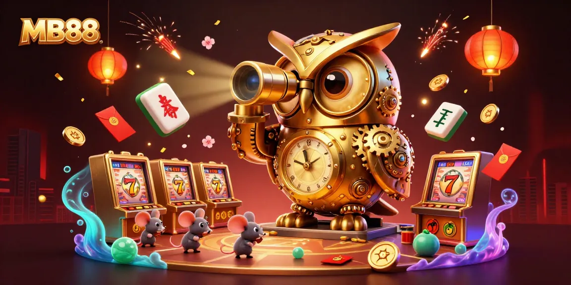 Engage with MB88's exciting casino atmosphere featuring a golden owl and vibrant game elements