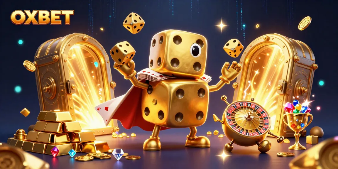 Experience the excitement of OXBET with a vibrant illustration of dynamic casino elements and characters.