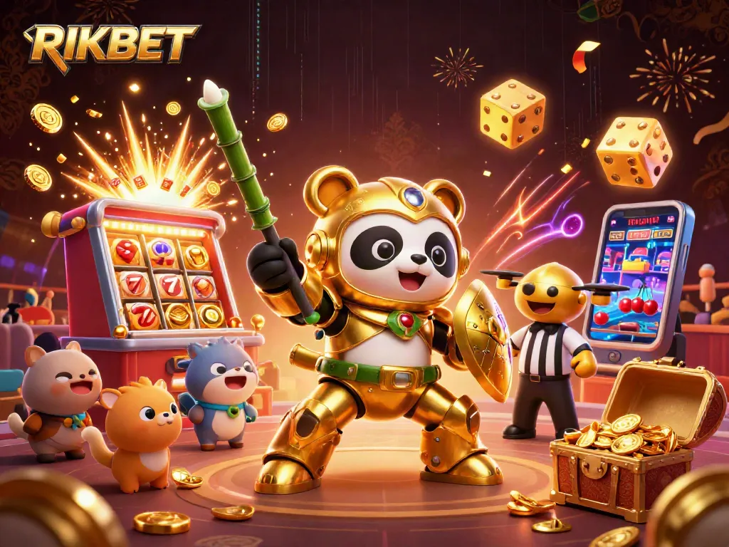 RIKBET rewards players with thrilling wins in a vibrant casino-themed 3D illustration.