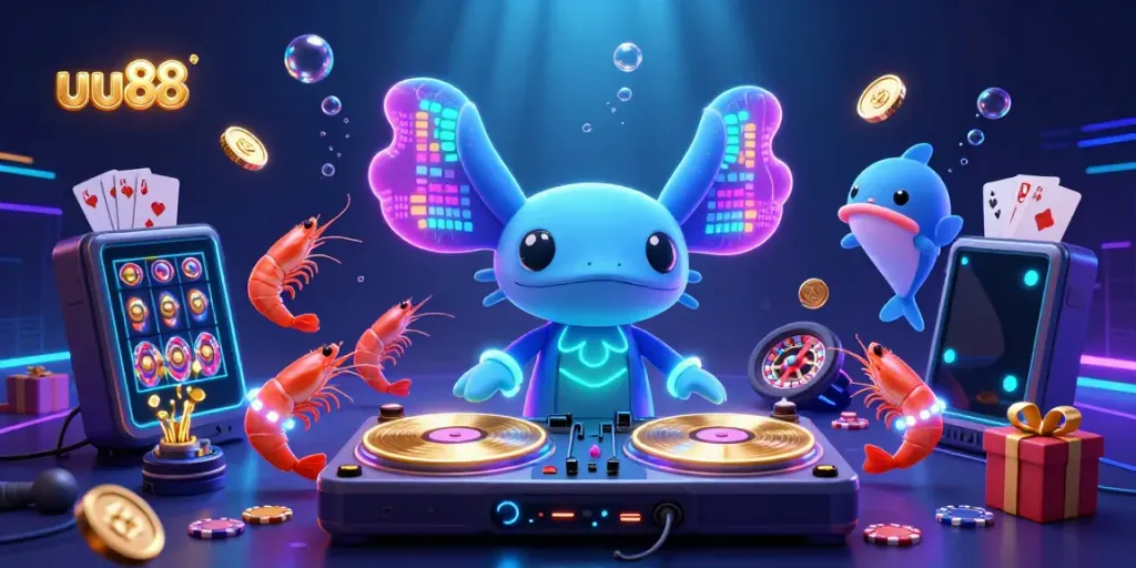Spin the reels at uu88 with vibrant underwater lights and gaming excitement in a lively casino scene.