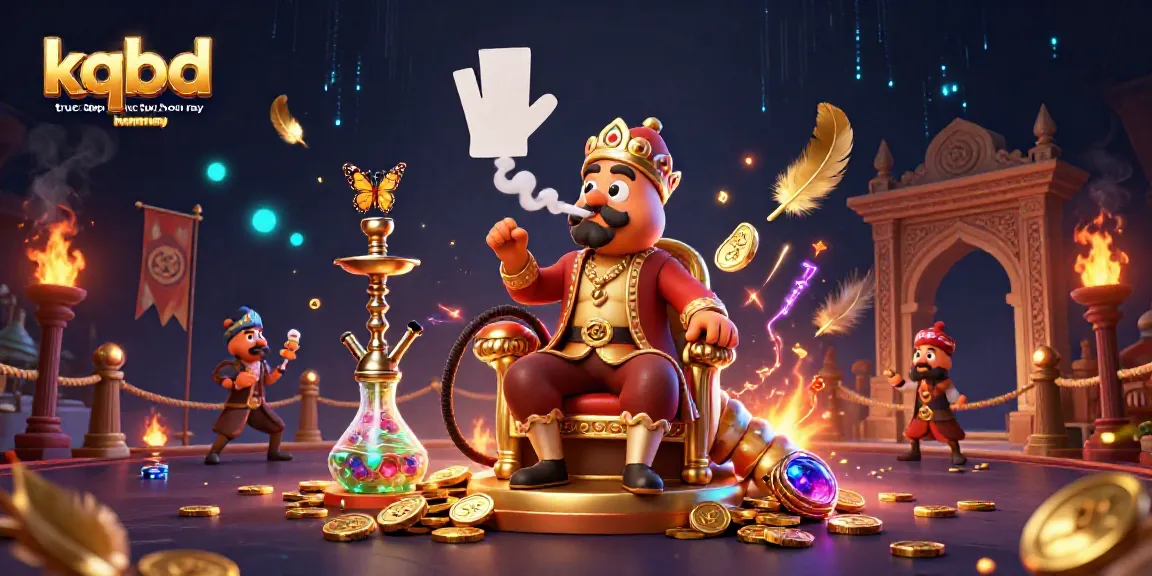 KQBD truc tiep truc tuyen hom nay showcases a vibrant 3D illustration featuring a caterpillar hookah-master amidst rich casino elements.