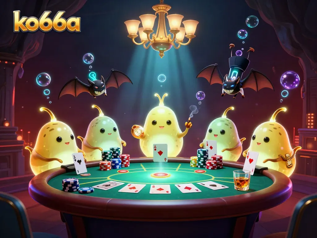 Experience the excitement of poker at ko66a as glowworms illuminate the vibrant casino atmosphere.