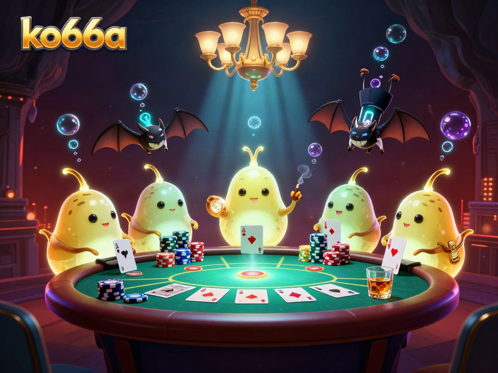 Experience the excitement of poker at ko66a as glowworms illuminate the vibrant casino atmosphere.