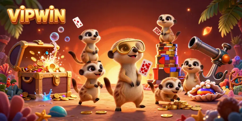 Experience an exciting casino operation with meerkats in VIPWIN's vibrant world.