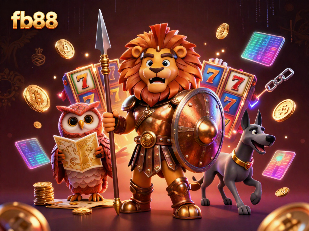 Engage with fb88's thrilling slots as the Spartan lion leads the charge in a dynamic online casino adventure.