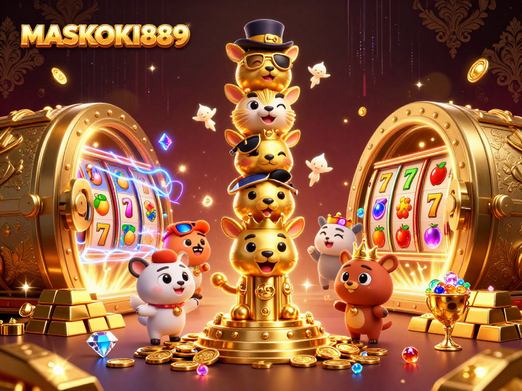 Experience thrilling gameplay with MASKOKI889 as you dive into this vibrant 3D casino scene.
