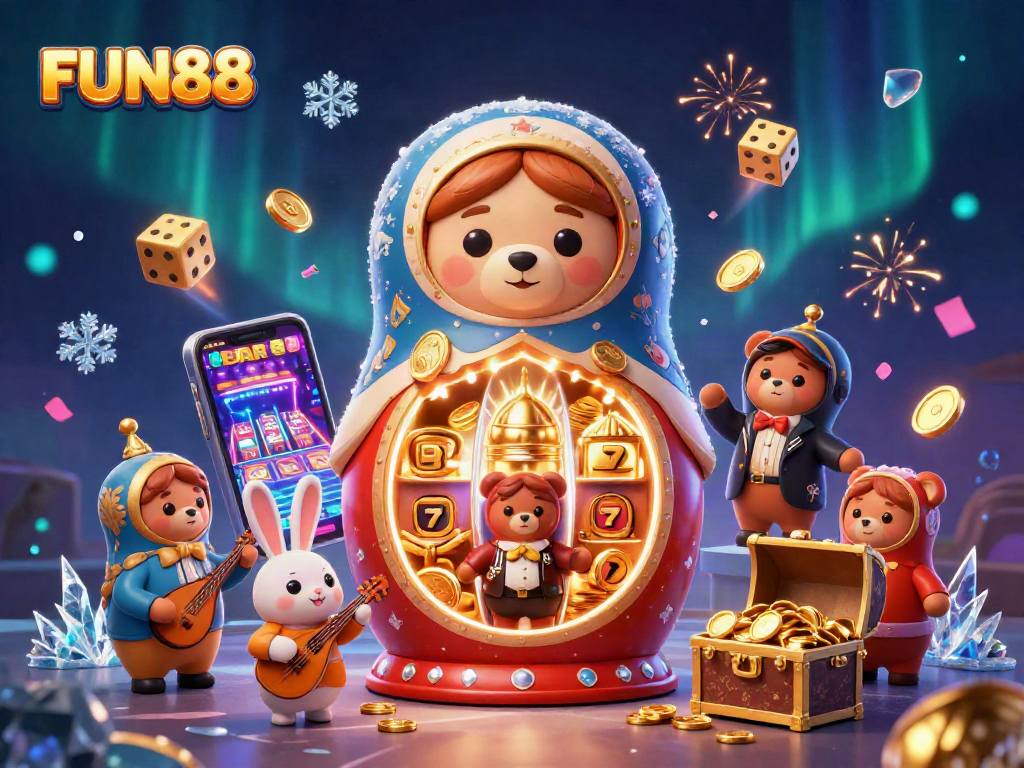 Engage in the vibrant world of FUN88 with thrilling casino adventures featuring slots and playful characters.