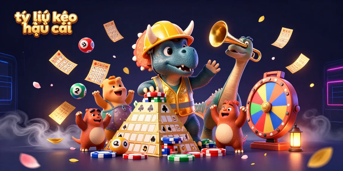 Experience the engaging scene of tỷ lệ kèo nhà cái with dynamic lottery elements and cheerful characters celebrating together.