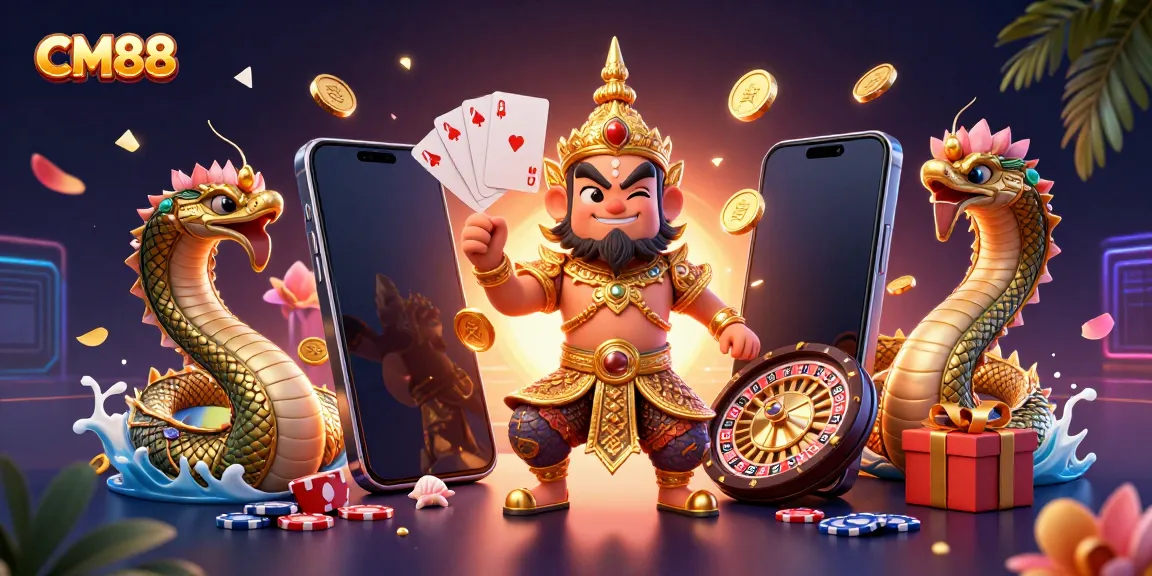 Experience exciting slots with CM88 as lively characters engage in a vibrant casino adventure.