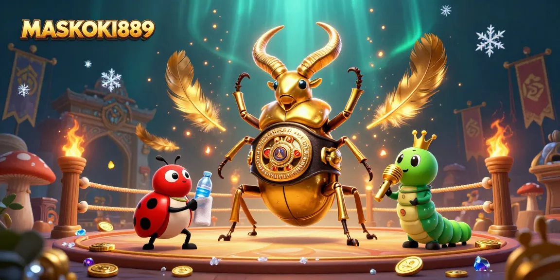 Watch the MASKOKI889 boxing match with a giant beetle and tiny bug corner-man.