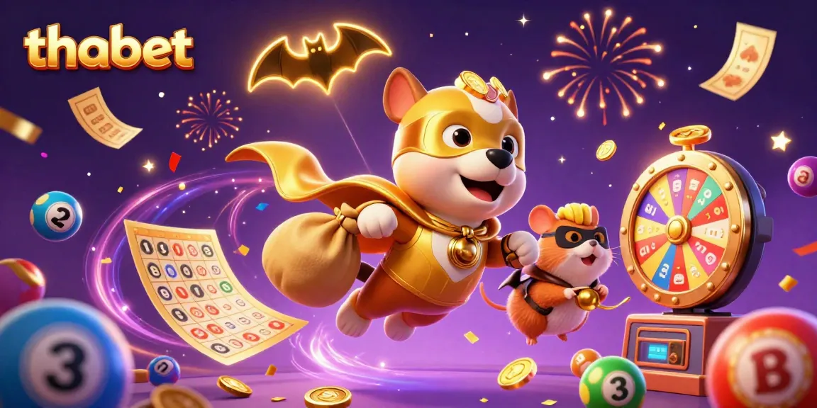 Experience thrilling wins at thabet with a dynamic 3D casino illustration showcasing fun gaming elements.