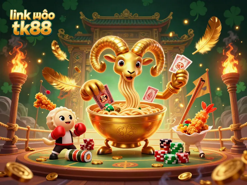 Engage with link vào tk88 in a thrilling casino scene featuring unique 3D casino characters and vibrant game elements.