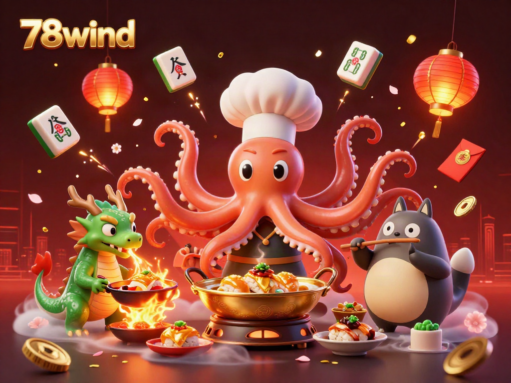 Experience thrilling gameplay with 78wind at this vibrant casino-themed illustration
