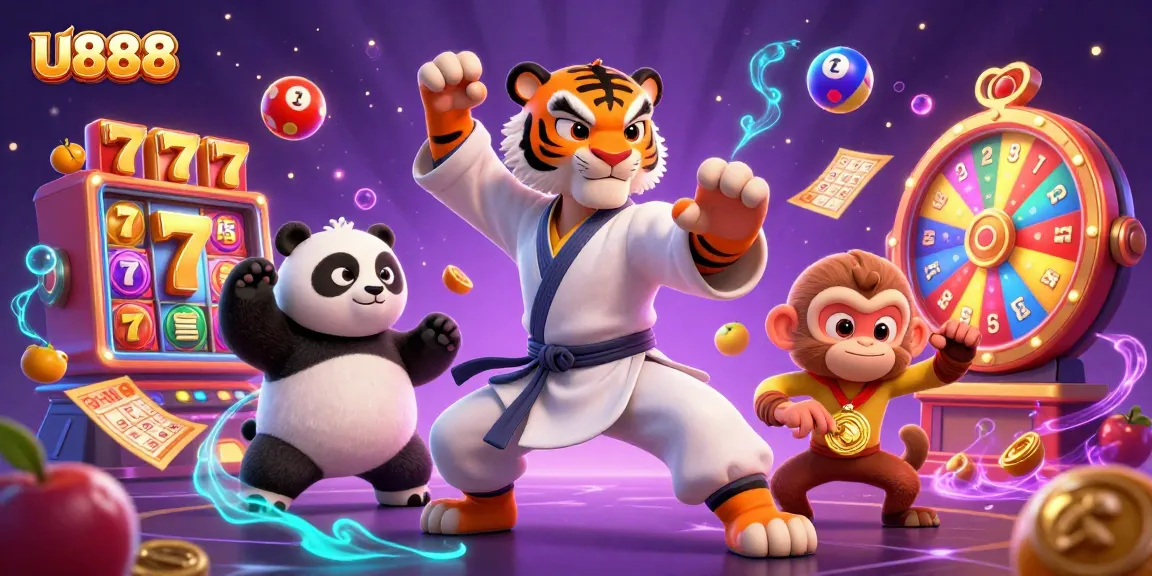 Engage in thrilling gameplay at U888 with vibrant slot machines and lively characters