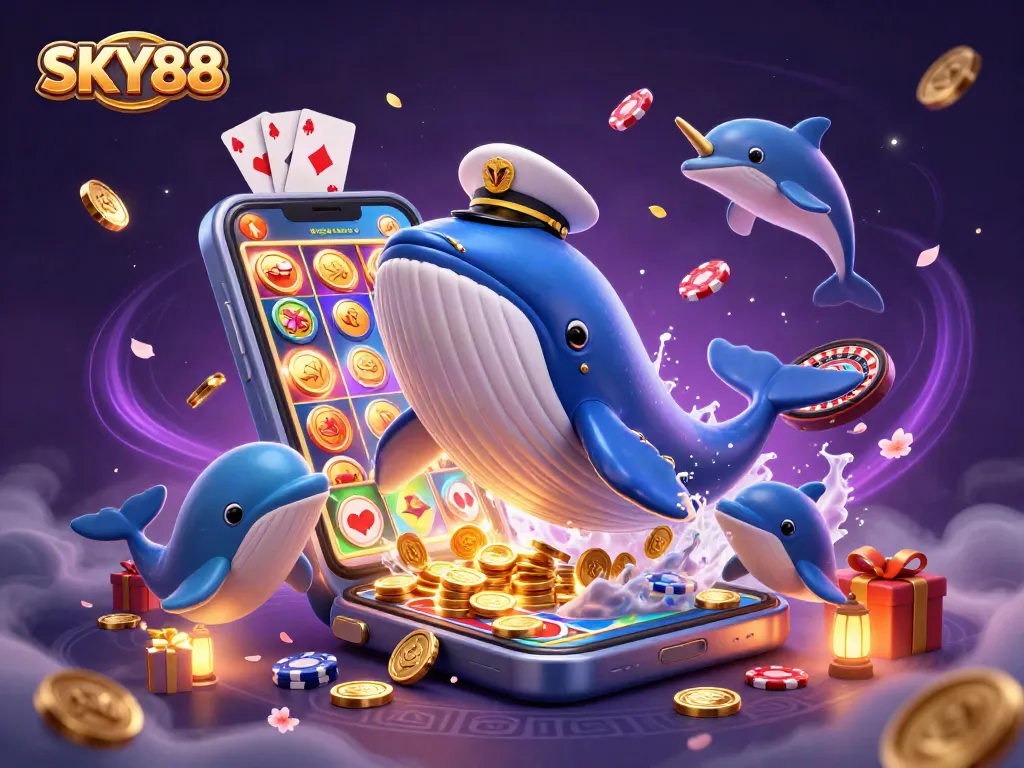Experience the thrilling action at SKY88 casino, featuring vibrant characters in a lively gaming scene.